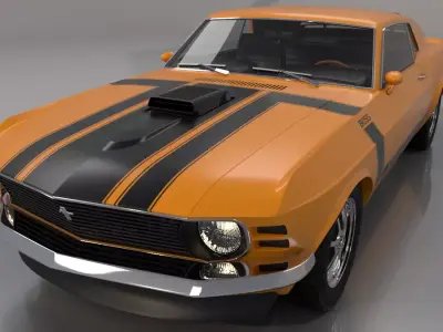 Mustang Boss 1970 High Poly and Low Poly 3D model