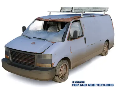 Abandoned Car van Low-poly 3D model