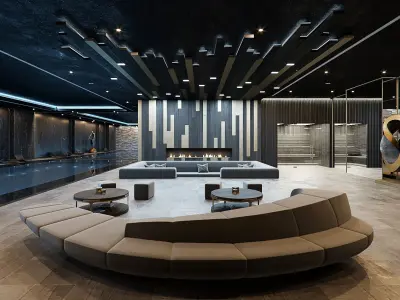 Corona - C4D scene files - Residential Pool Interior 3D model