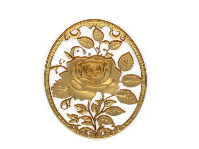 Classic oval carved decor ornament 07 3D model