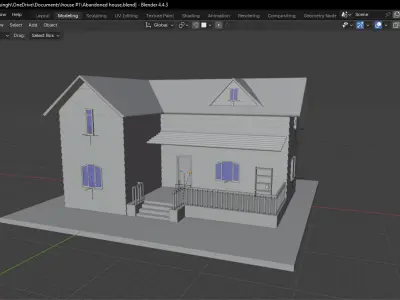 Abandoned house base model Low-poly 3D model