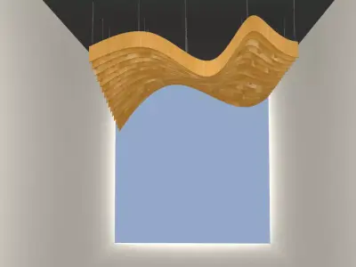Parametric Wavy Wooden Suspended Ceiling with Grasshopper 3D model