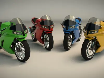 Low Poly Motorcycle 04 Low-poly 3D model