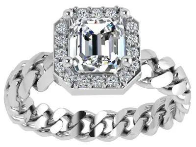Emerald Halo Chain Ring 4503 3D print model