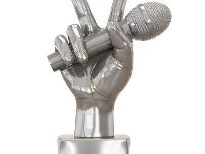 Figurine of a hand with a microphone 3D model