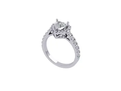 Heart ring with side stone 3D print model