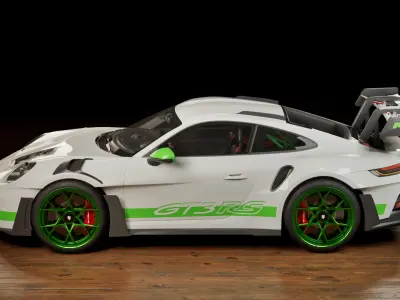 Porsche 911 992 GT3 RS Python Green Low-poly 3D model