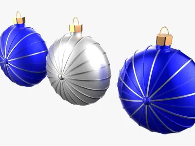 Christmas Tree Ornament Set7 - Blue White Low-poly 3D model