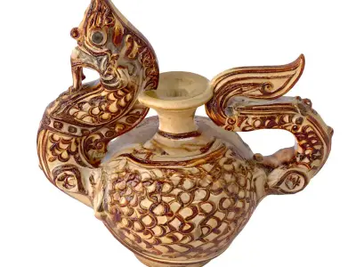 Antique Thai Dragon Motif Pot 3D model