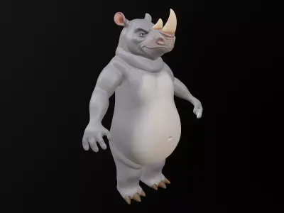Rhino Cartoon Low-poly 3D model