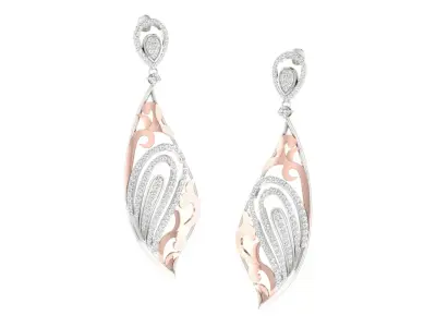 Women Drop Earrings 3dm STL OBJ FBX Renders Details 3D print model 14