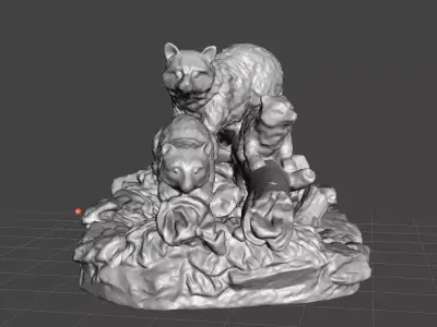 raccoons woodland  scene 3D print model