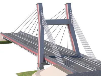 Bridge span with a suspension structure  3D model