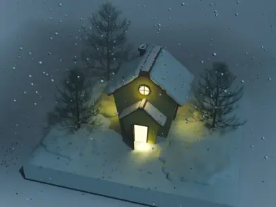 Winter Animated Snow House Free 3D model