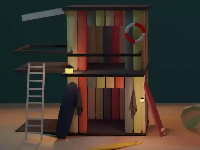 Beach house Free low-poly 3D model purchase
