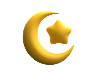 Crescent Moon And Star 3D model