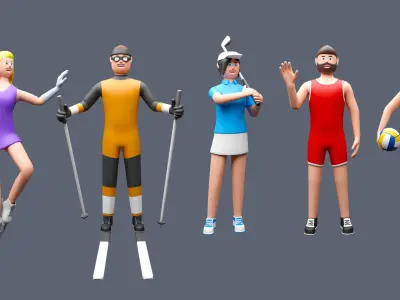 Cartoon characters 1 04 sport  Low-poly 3D model