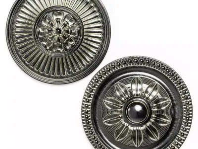 Rozet 2 marble ceiling medallion with flower design Low-poly 3D model