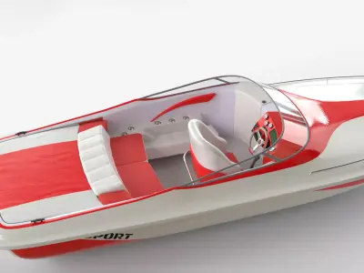 White Red Speedboat Luxury 3D Model 3D model
