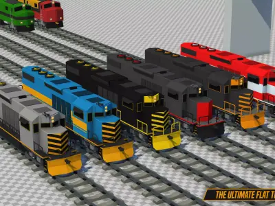 The Ultimate Flat Trains Pack Low-poly 3D model