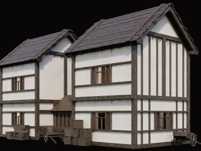 Medieval Village Pack 9 - 4 Assets - 4K Textures Game Ready Low-poly 3D model