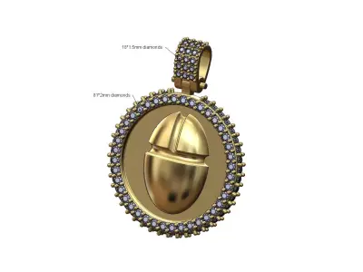 Iced scarab diamond pendant with bail 3D print model