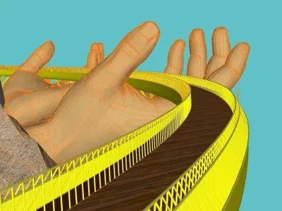 The Golden Bridge Low-poly 3D model