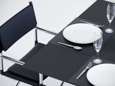 Dining table and 4 director chairs model 3D model