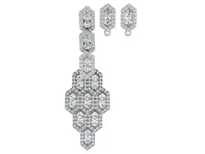 Hexagon Pendant Earring Set 3769 3D print model