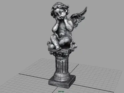 Angel statue of gargoyle Low-poly 3D model
