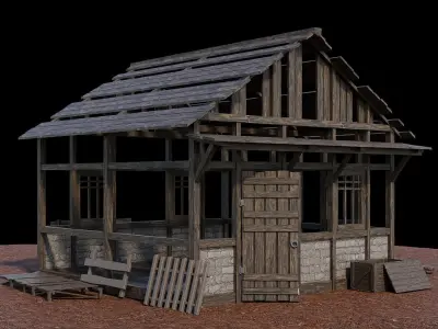 Medieval Village Asset 23- 4K Textures Game Ready Low-poly 3D model