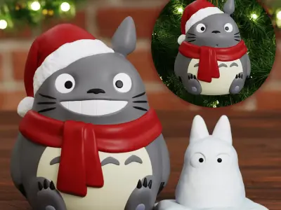 Totoro Xmas Chibi Ornament Decor 3 models 3D print model