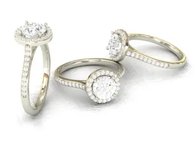 Perfect  1ct Halo Engagement Ring 3D print model