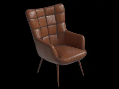 Vegan Leather Wingback Chair 3D model