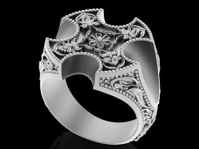 Lux  ring  sterling gold carving printable jewelry 3D model 3D print model