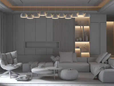 MODERN LIVING ROOM 3D model 3