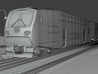 Station with BiLevel train 3D model