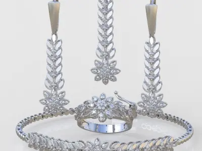 Ring Bracelet Earring and Pendant Set 3D printable model 0019 3D Model Pack