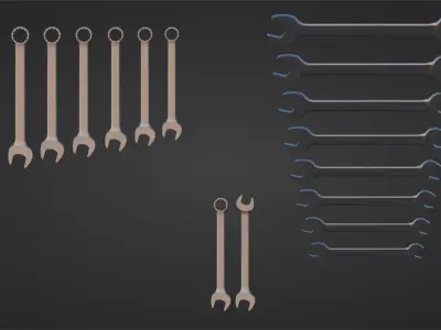 Flat wrench Low-poly 3D model