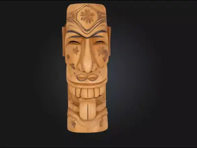 Wooden Tiki Face  Tribal Spirit of the Islands 3D model