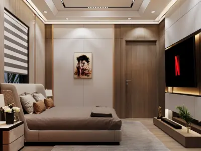 Modern Luxury Master Bedroom Interior  High-End 3D Visualization 3D model