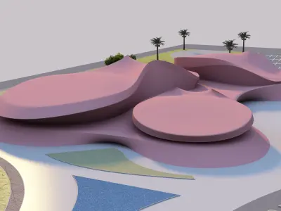 Water Museum  Futuristic building  3D model