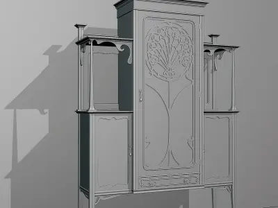 Antique Art Nouveau showcase 3D model