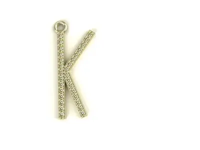Diamond Letter K Pendant Gold Silver Platinum Luxury Jewelry 3D print model