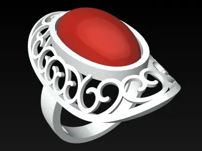 Oval Stone Ring - Womens Rings - GN227 3D print model