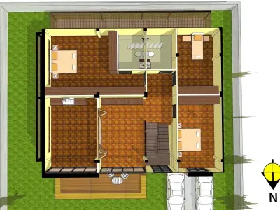 House with pool and garden 3D model