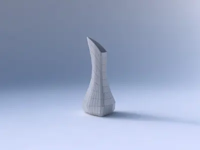 Vase puffy tappered triangle with distorted grid plates 3D print model