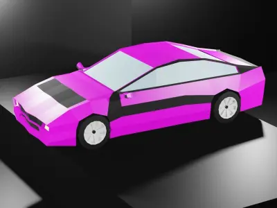 Lowpoly Sport Car - Neon Pink Low-poly 3D model