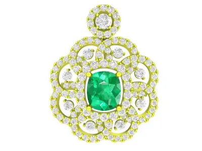 Luxury Halo Emerald Pendant 5823 3D print model
