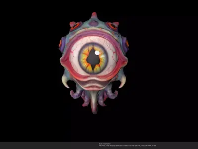 Eyeball Monster Creature - Stylized 3D Model - AI Low-poly 3D model